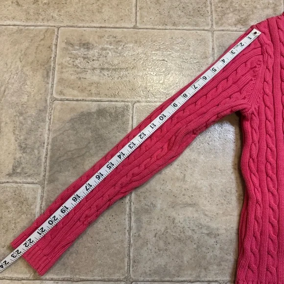 LL Bean preppy pretty pink zip up sweater cardigan 100% cotton xsmall - Picture 6 of 8